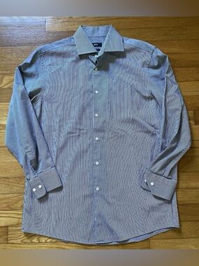 Hugo Boss Blue and White Pinstripe Dress Shirt